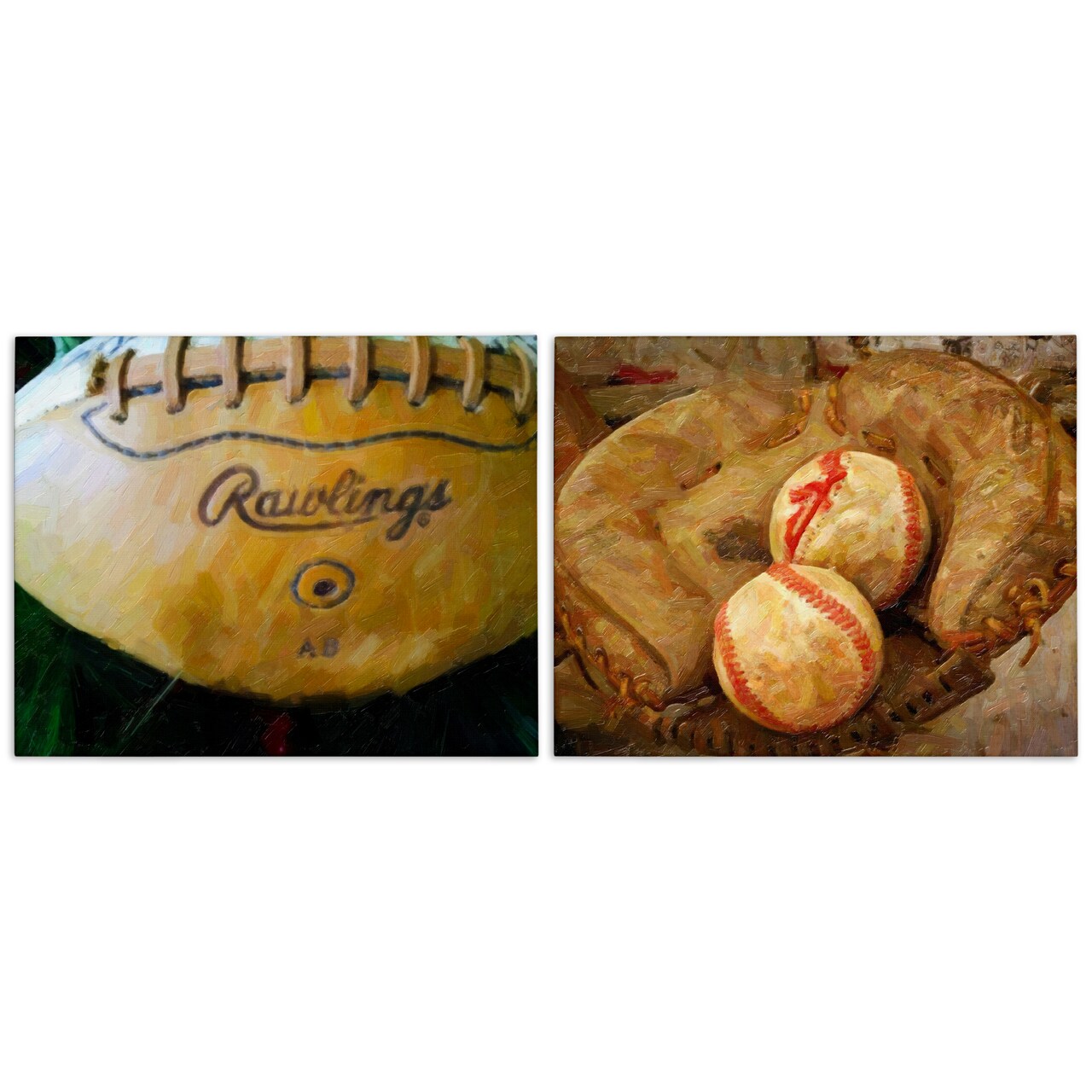 Stupell Industries Sports Balls & Mitt 2pc Canvas Wall Art Set Design by Graffi*tee Studios